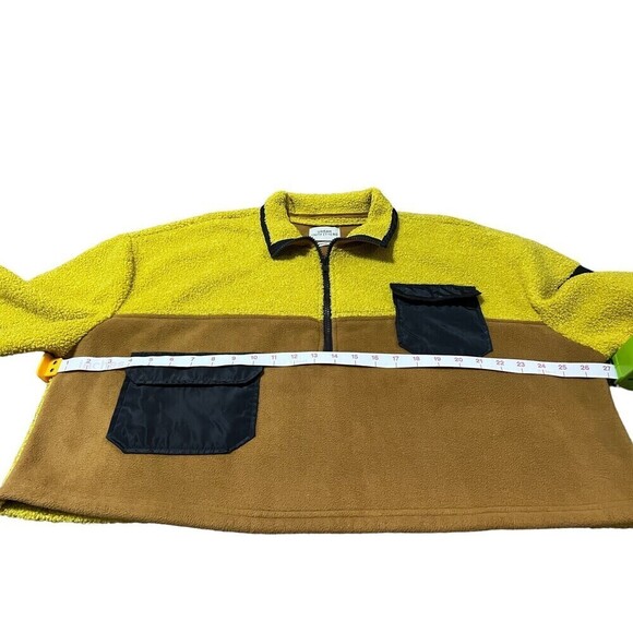 Urban Outfitters Fleece Jacket Crop Cropped Deep Pile 1/2 Zip Yellow/brown M - Picture 7 of 9